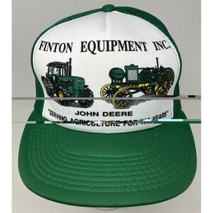 Vintage John Deere Finton Equipment Inc Snapback Trucker Farm‎ Hat Tractor